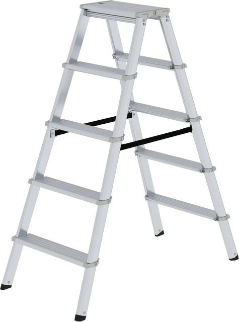 PROREGAL ML Stufen-Stehleiter beidseitig begehbar 2 x 5 Stufen in Silber - Bild 1