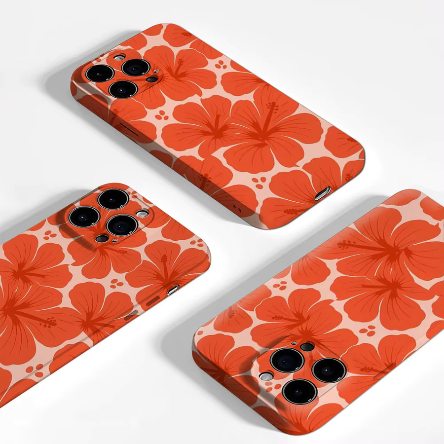 Robuste Magnetische iPhone Handyhülle mit Tropischem Hibiskus Design von Potdemiel in Orange - Bild 3