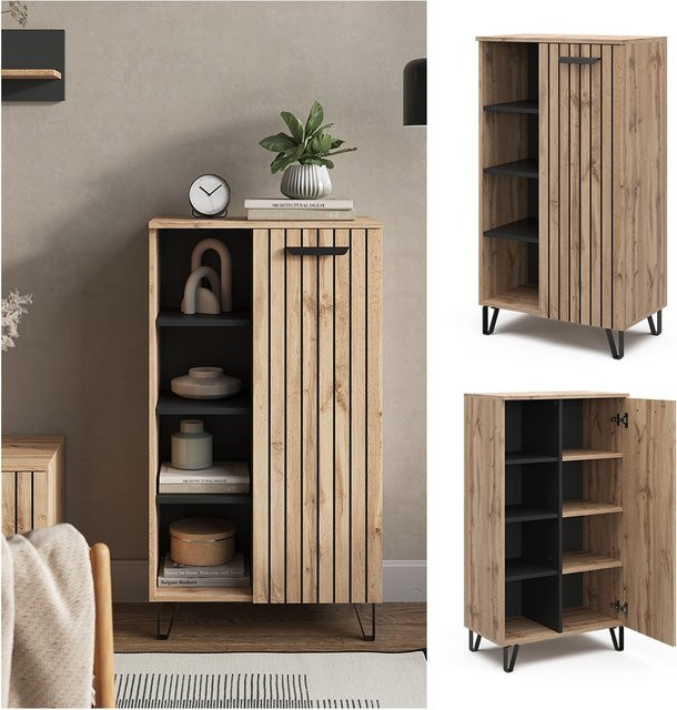 Vicco Sideboard Amber Eiche Wotan in Braun mit 2 Türen, B: 110 cm, H: 60 cm - Bild 1