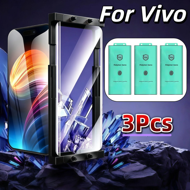 3er-Pack Displayschutzfolie für Vivo S19 S18 S17 S16 Y100 X90 X80 X70 X200 X100 Pro Plus, transparent, inklusive Installationskit - Bild 1