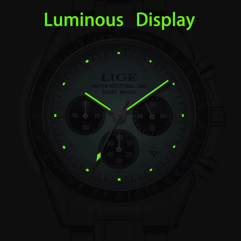LIGE Armbanduhr, Quarz, Edelstahl, Silber, Herren - Bild 4