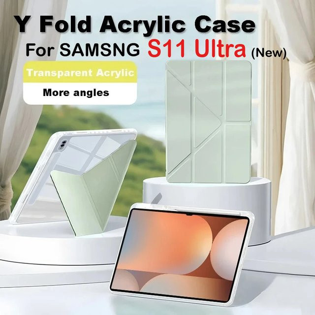 Y Fold Acryl HD Cover für Samsung Galaxy Tab S11 Ultra 14,6 Zoll 2025 5G Tablet Case (Modelle SM-X930, X936) in Grün - Bild 1