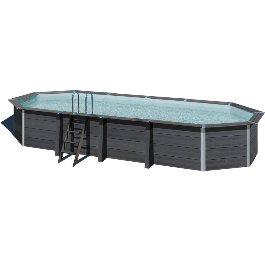 Gre Composite Pool Avantgarde Oval in Anthrazit mit grauer Innenhülle und Sandfilteranlage, B/T/H: 804 x 386 x 124 cm - Bild 2