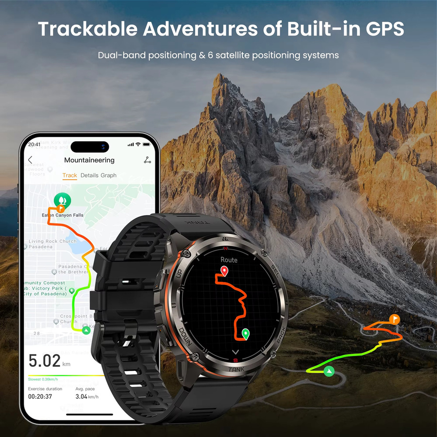 KOSPET TANK T3 Ultra Smartwatch für Männer mit GPS, Edelstahlgehäuse, 50 m wasserdicht und IP69K-Schutz, kompatibel mit Android und iOS - Bild 3