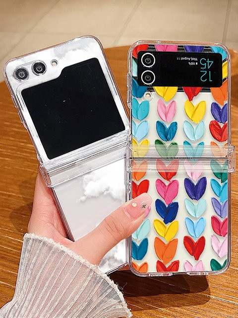 Transparente Handyhülle mit Liebesherz-Muster für Samsung Galaxy Z Flip 8, Z Flip 7 FE, Z Flip 6, Z Flip 5 und Z Flip 4 aus hartem PC-Material - Bild 1