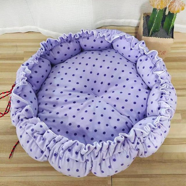 WTEMPO Haustierbett für Katzen und Hunde, Kürbisnest Design in Lila, Größe L - Bild 1