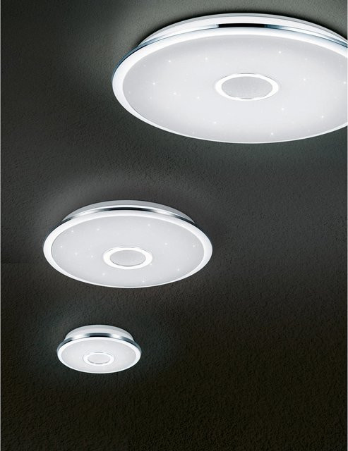 Trio LED-Deckenleuchte Osaka Sternenhimmel in Chrom, dimmbar mit Fernbedienung, Farbe: Silber, Durchmesser: 42 cm, Höhe: 7 cm - Bild 1