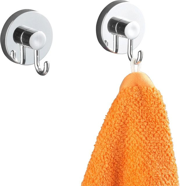 Wenko Vacuum-Loc Hakenset aus Metall und Kunststoff, 2-teilig, rund, Farbe: Silber - Bild 1