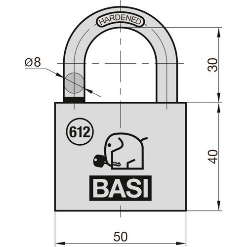 BASI Vorhängeschloss VHS 612 gleichschließend aus Messing B/T/H: 40,0 x 30,0 x 3,0 cm - Bild 2