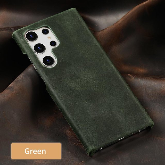 PULL-UP Retro-Leder-Telefonhülle für Samsung Galaxy S25 S24 Ultra S23 Plus S24 Plus S22 Ultra A55 5G in Grün - Bild 1