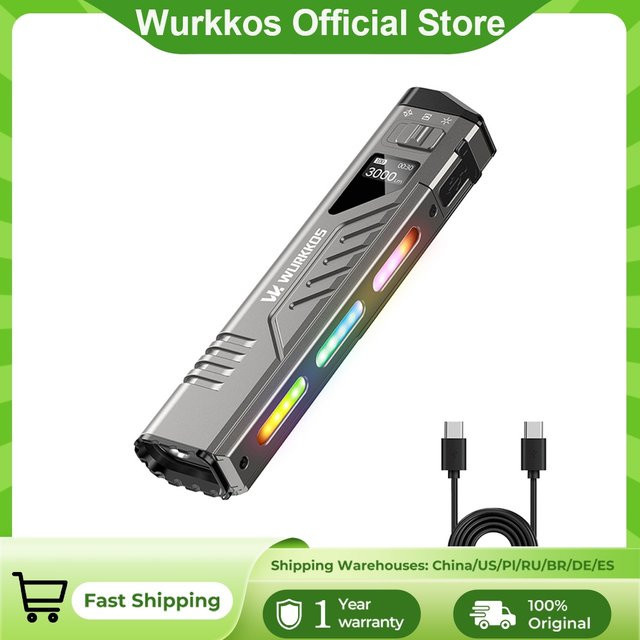 Wurkkos TD11 Taktische Taschenlampe in Schwarz mit 3000 Lumen, USB-C wiederaufladbar und Endschalter - Bild 1