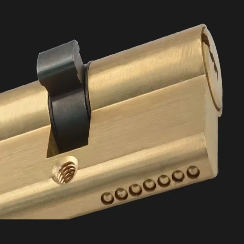 Vorgespannter Türzylinder aus Messing in Gold mit AB-Schlüssel und Diebstahlsicherung, Länge: 115 mm - Bild 4