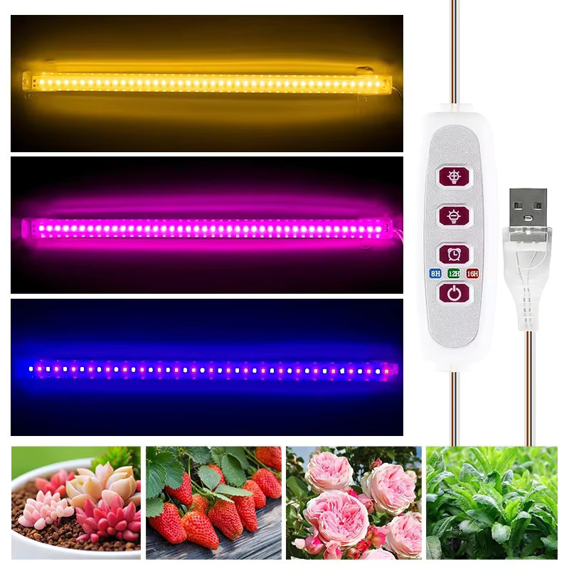 LED-Wachstumslicht mit vollem Spektrum als Pflanzenwachstumslichtleiste für Zimmerpflanzen, Blumensämlinge und Gewächshäuser, USB-Anschluss, Farbe: Weiß, Länge: 30 cm - Bild 5