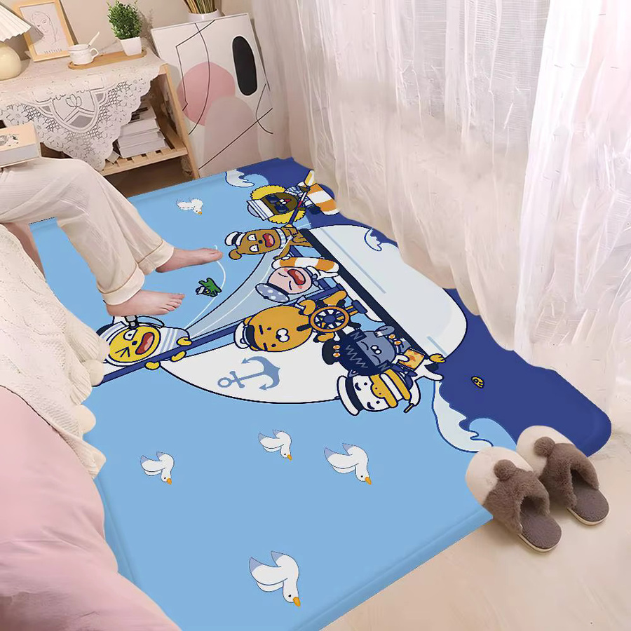 K-KAKAOS FRIENDS Bodenmatte mit Kinder-Motiv in Blau, rutschfeste rechteckige Matte für Wohnzimmer, Kinderzimmer oder Balkon - Bild 2