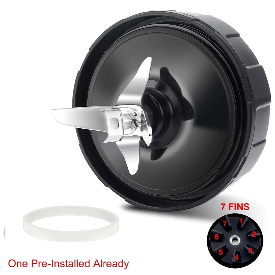 Ninja Ersatzmesser-Set für Nutri Ninja Auto iQ BL480 BL481 BL482-30 BL487 Mixer und Entsafter mit 7-Flossen-Extraktor und Silikonkautschuk-Dichtung - Bild 5