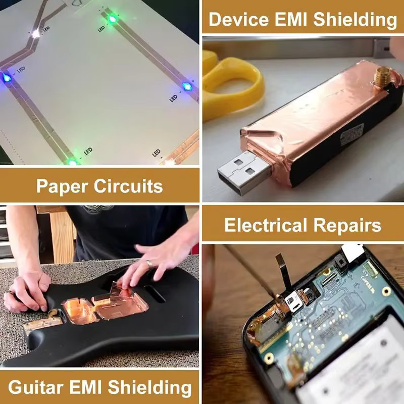Leitfähiges Kupfer-Folie-Band mit doppelseitigem Klebstoff in Gold für EMI-Abschirmung und DIY-Elektronikprojekte - Bild 4
