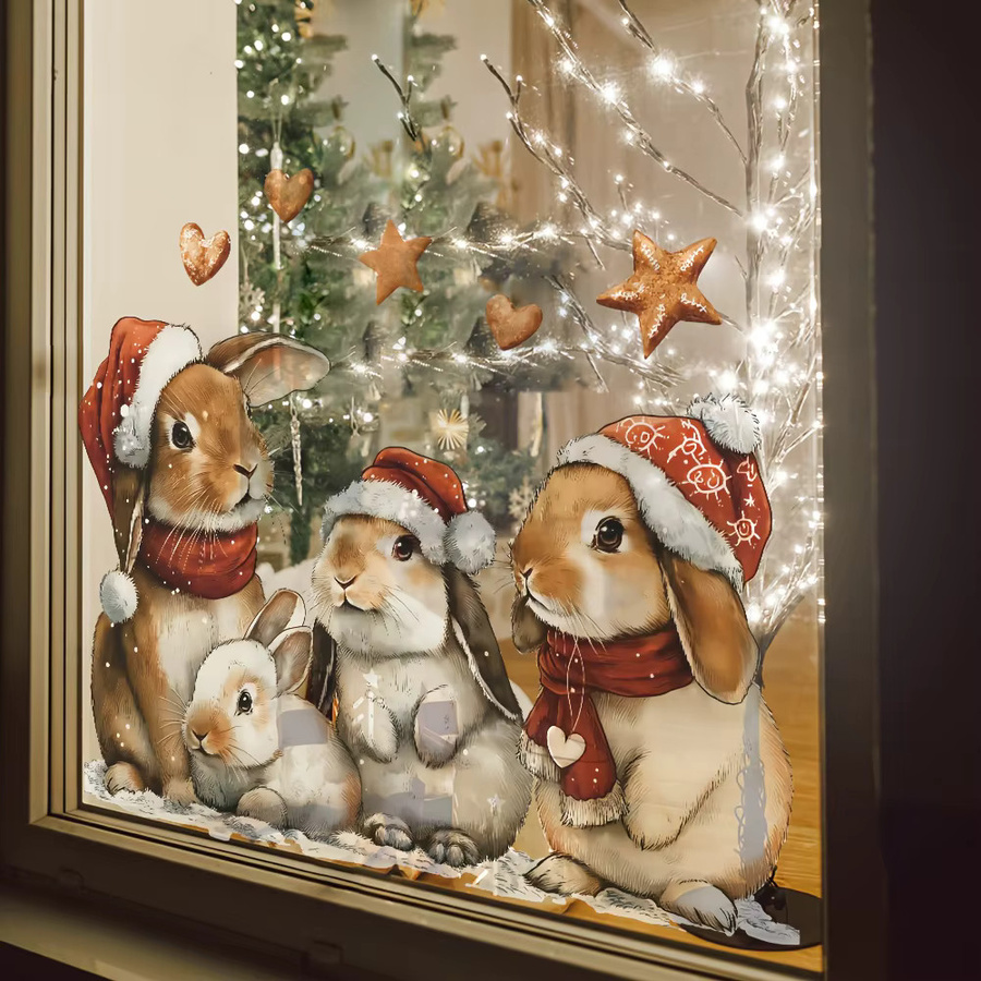 DUTRIEUX Weihnachtsaufkleber mit Hasen-Design, wasserfester Vinyl-Wandaufkleber, Mehrfarbig, Breite: 40,0 cm, Höhe: 60,0 cm - Bild 3