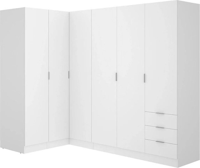 Vente-unique Kleiderschrank Listowel Eckschrank mit Schubladen in Weiß, Höhe: 213 cm - Bild 1