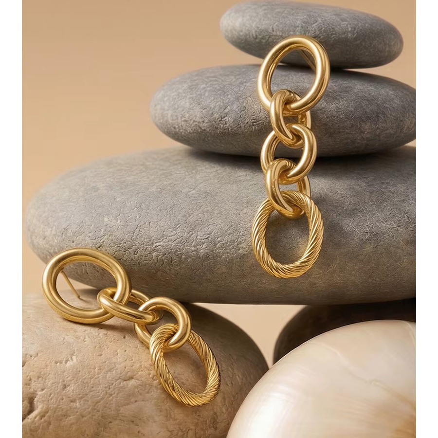 Yhpup Ohrringe Edelstahl, rund, Gold, Damen - Bild 2
