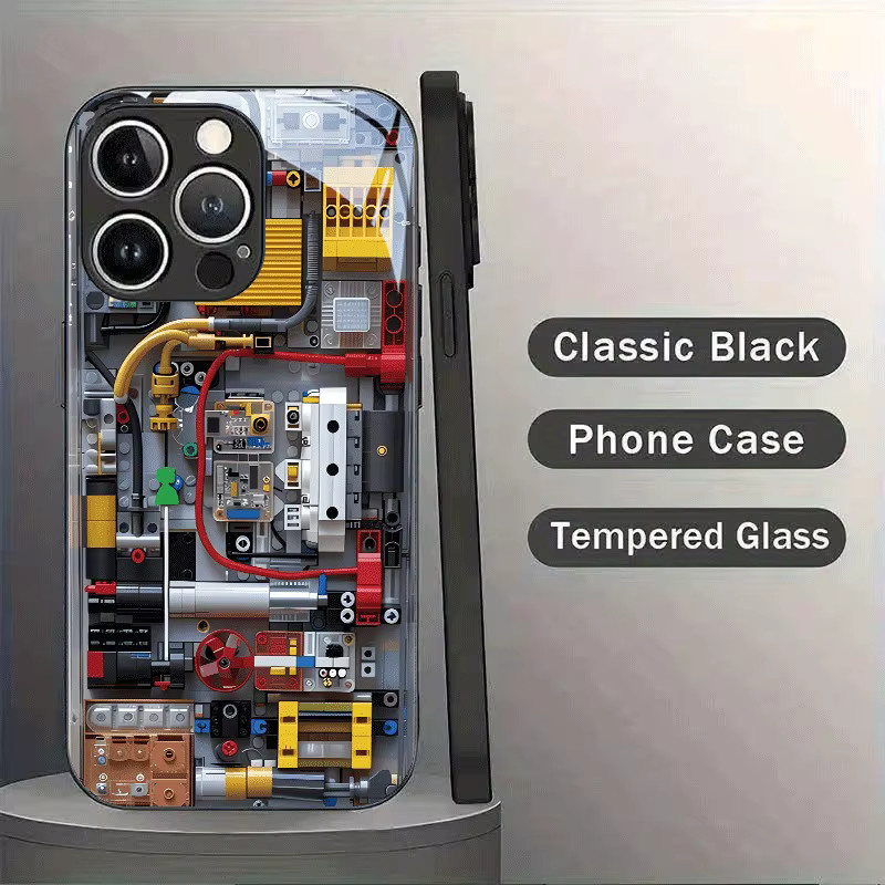 Handyhülle mit mechanischem Platine-Muster aus Glas für iPhone 11 bis iPhone 17 Pro Max, Multicolor - Bild 3