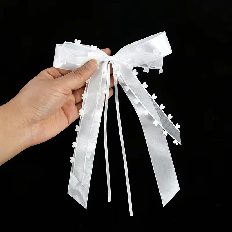 ZQNYCY Weiße Bandschleifen aus Textil für Hochzeitsdekoration, Stuhlschleifen und Brautstrauß-Akzente, 10 Stück - Bild 2