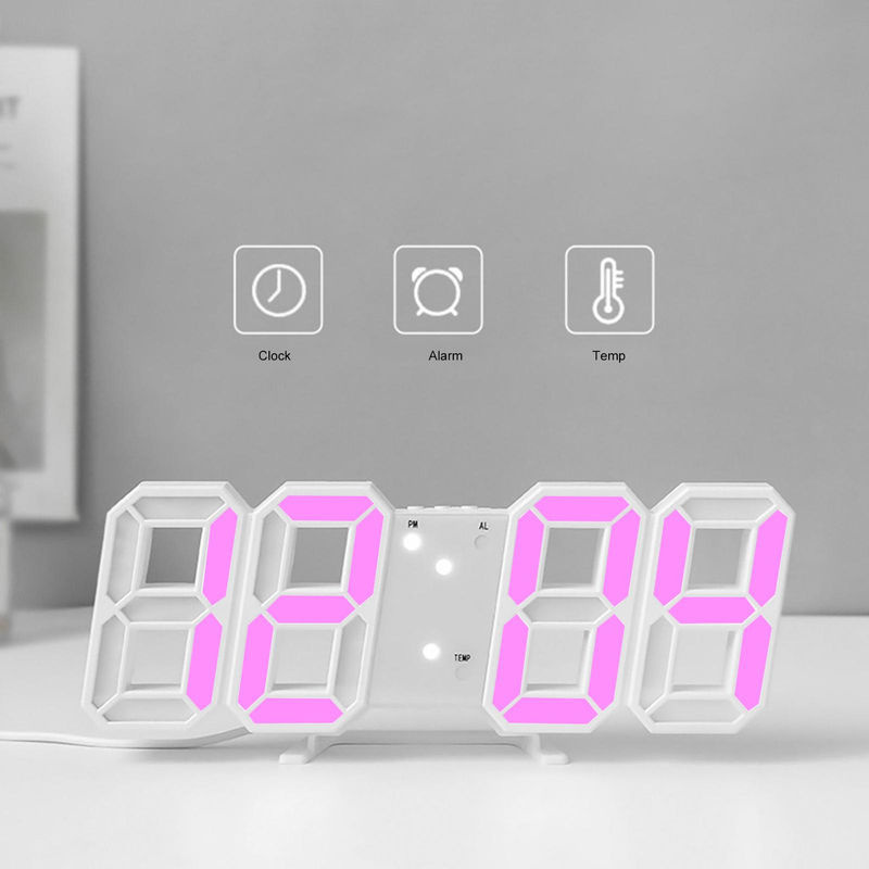 Tooarts LED 3D Wanduhr mit digitaler Anzeige, Datum und Thermometer, Schwarz - Bild 5