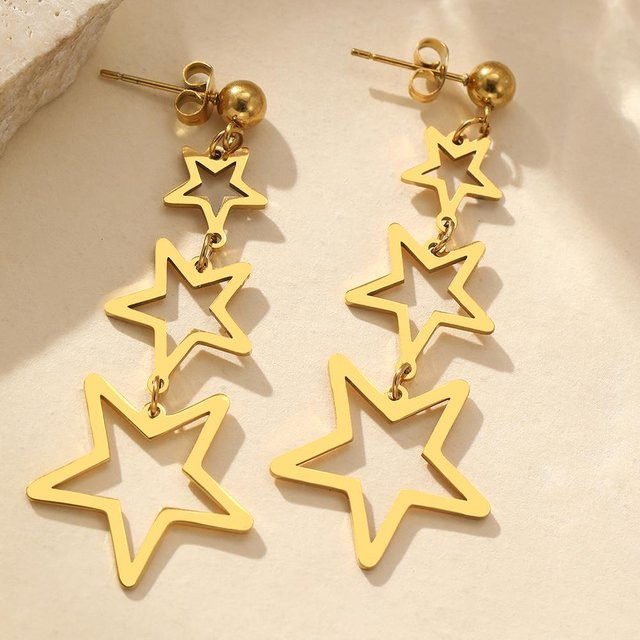 Lucky Star Jewelry Ohrringe Edelstahl, Gold, Zirkonia, Damen - Bild 1