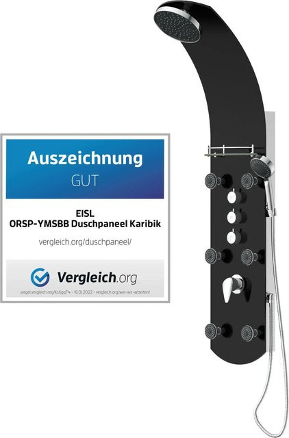 Eisl Duschpaneel Karibik 3 in 1 mit Regendusche und sechs Massagedüsen in Schwarz - Bild 1