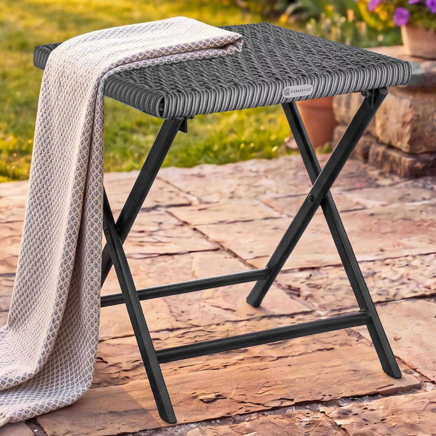 CASARIA Polyrattan Klapphocker 2er-Set Anthrazit wetterfest B/T/H: 43 x 40 x 44 cm - Bild 2