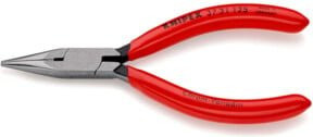 Knipex Elektronik- und Feinmechanik-Flachrundzange in Schwarz-Rot mit Kunststoffbeschichtung, Länge: 125 mm - Bild 1