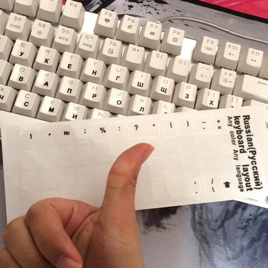 Transparente Tastaturaufkleber mit russischem Alphabet in Schwarz und Weiß für Computer, PC und Laptop - Bild 4