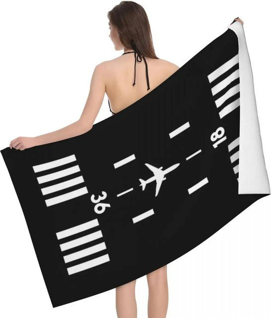 Schnelltrocknendes Mikrofaser-Strandtuch mit Kampfpilot-Motiv von JMG Household Supplies, Farbe: Schwarz, B/H: 50 x 100 cm - Bild 1