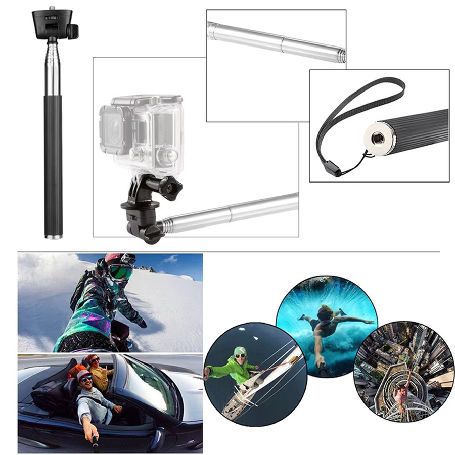 HONGDAK 360 Grad rotierendes Selfie-Stick-Stativ aus Aluminiumlegierung mit Telefonhalter in Schwarz oder Silber - Bild 2