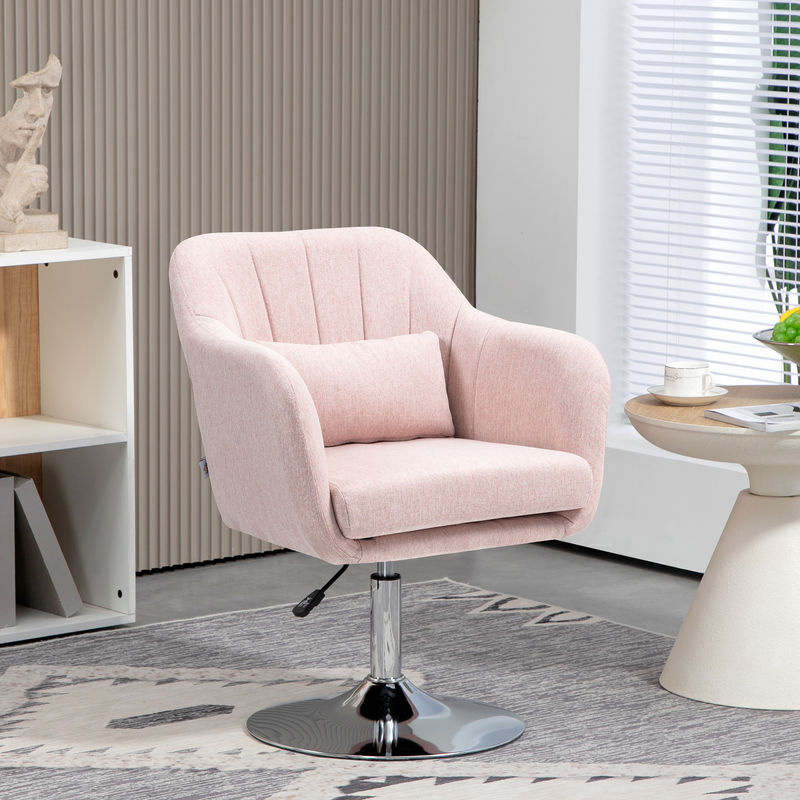 Aosom HOMCOM Relaxsessel Rosa mit Lendenkissen, 360 Grad drehbar und höhenverstellbar mit chromfarbenem Metallgestell - Bild 2