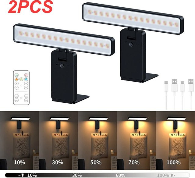 UMEXUS 2er Set LED Wandlampen kabellos mit 3000mAh Akku, USB aufladbar, Drei-Farben-Modus, Schwarz, Höhe: 24 cm - Bild 1