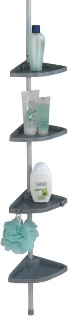 Wenko Teleskop-Duschecke Easy in Silber und Grau aus Aluminium und Kunststoff mit Spannstange und Haken - Bild 1