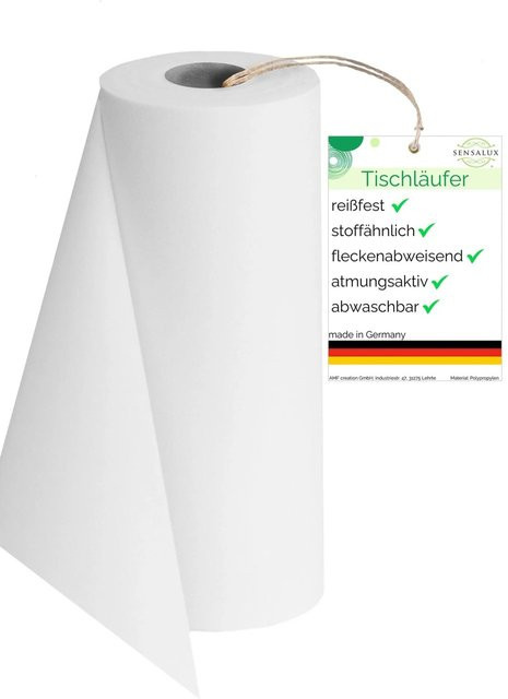 Sensalux Vlies-Tischläufer Weiß, wasserabweisend und waschbar, Breite: 50 cm, Länge: 25 m - Bild 1