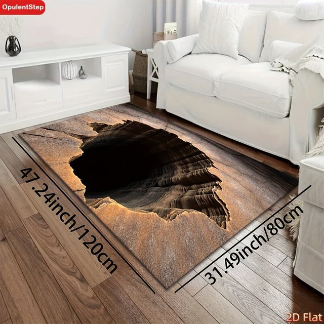 VIKAMA 3D Optische Täuschung Teppich Schwarzes Loch, Rutschfester Trippy Bodenteppich in Schwarz und Multicolour für Wohnzimmer und Balkon - Bild 1