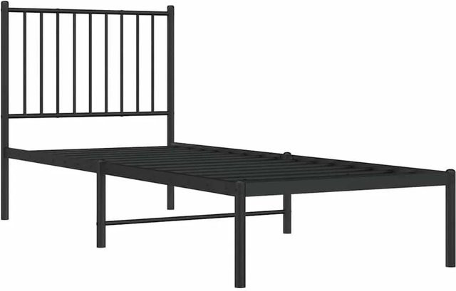 vidaXL Bettgestell aus Metall mit Kopfteil in Schwarz, B: 79,5 cm, L: 196 cm, H: 90,5 cm - Bild 1