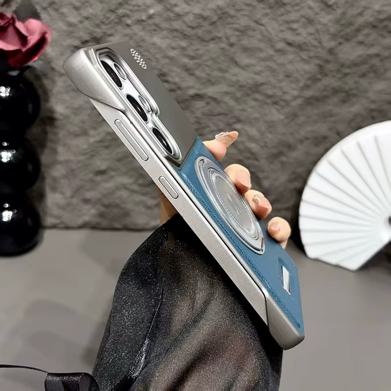Samsung Galaxy Schutzhülle mit 360-Grad-Design, drehbarem unsichtbarem Ständer und kabelloser Ladefunktion in Braun für Galaxy S22 S23 S24 S25 Plus S26 Ultra - Bild 3