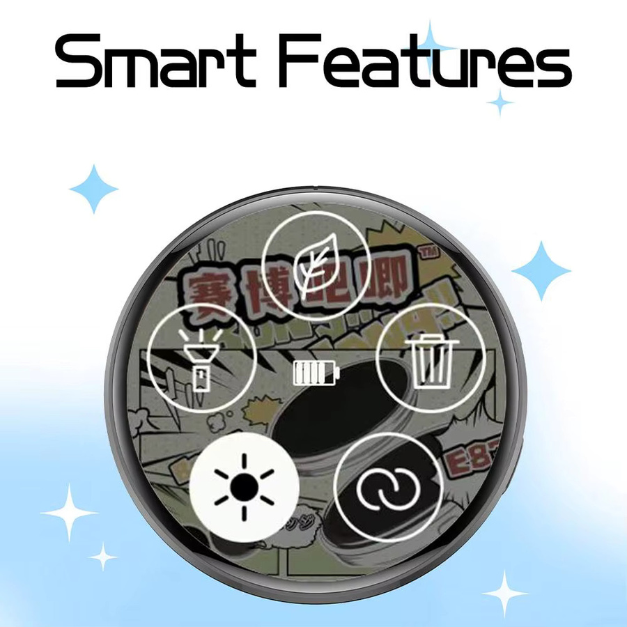 Anime E-Abzeichen LED-Anzeigepin mit 1,7 Zoll Touchscreen und Videowiedergabe in Lila - Bild 4