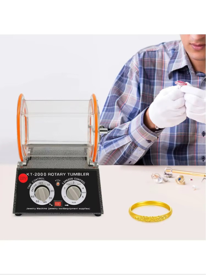 CNCEST Poliermaschine mit 150W Leistung, Vorwärts- und Rückwärtsfunktion, 5 Geschwindigkeitsstufen, 500-3000 U/min, Timer 0-60 Min, transparenter Behälter, Schwarz/Transparent - Bild 6