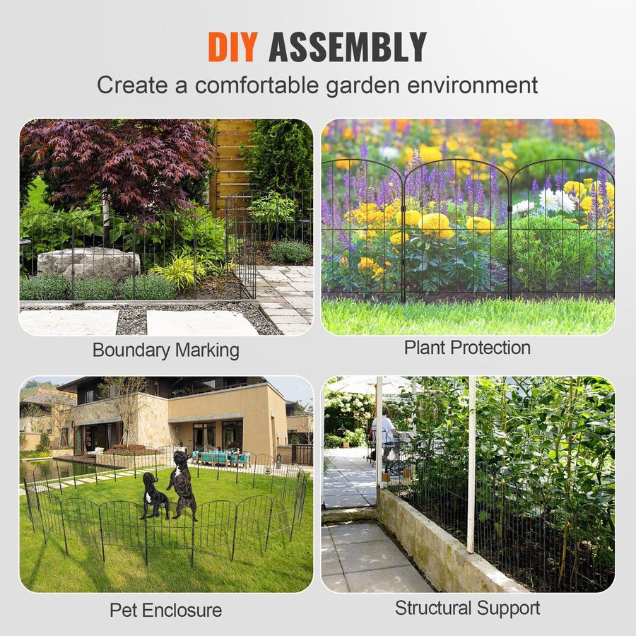 Buying Solutions MB Tierabwehrzaun aus Kohlenstoffstahl in Schwarz, dekorative Gartenbegrenzung ohne Bohren, Höhe: 60,96 cm, Länge: 33,02 cm - Bild 5