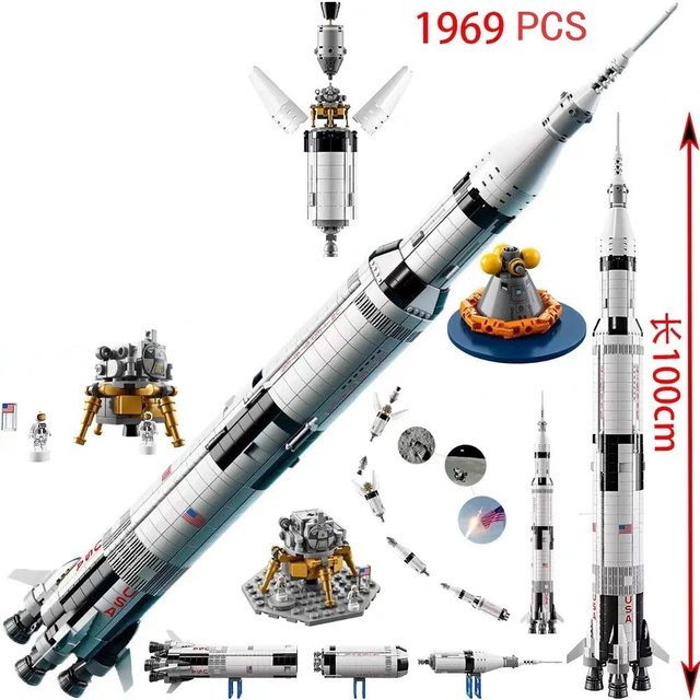 LIEI Apollo Saturn 5, Weltraumraketen-Serie, Modellbausatz, 1969 Teile - Bild 1