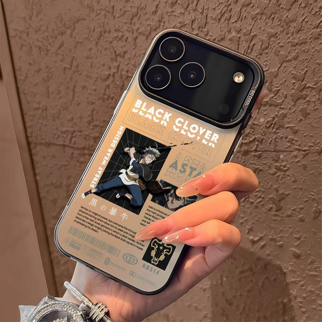 Anime Black Clover Handyhülle für Apple iPhone 17 16 15 14 13 12 11 Pro Max in Schwarz mit Matt Laser Aurora Design - Bild 1
