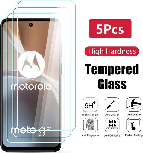 5er Pack Panzerglas Displayschutz für Motorola Moto G75 G32 G55 G45 G35 G15 G05 G54 G14 G34 G84 G04 G04s G24 Power, transparent - Bild 1