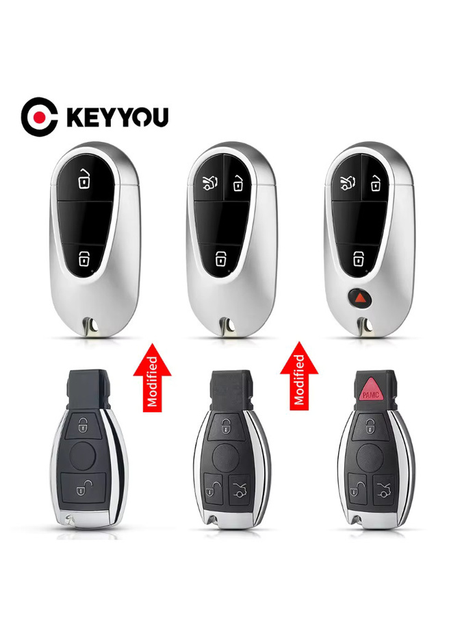 KEYYOU Schlüsselhülle für Mercedes Benz W205 W204 W212 W211 W210 W203 C E S G Klasse GLC CLA AMG in Silber - Bild 3