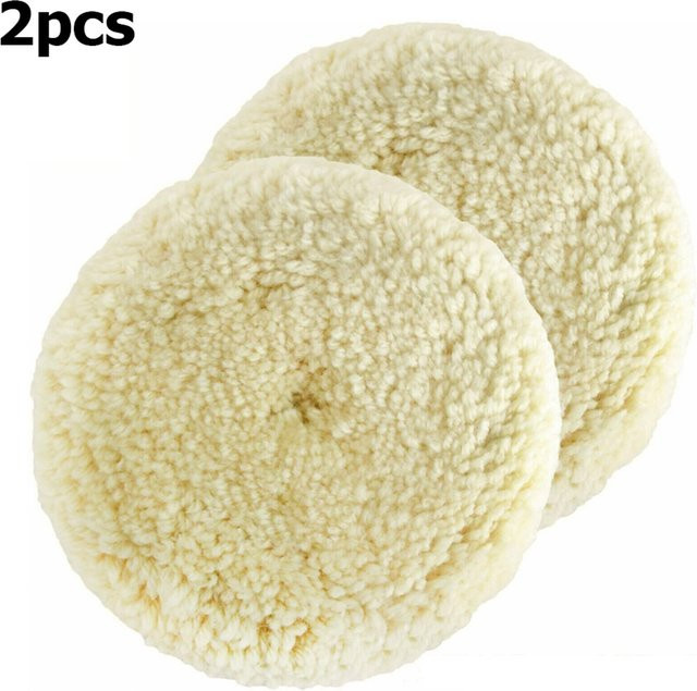 2-teiliges Polierpad-Set aus Naturwolle in Beige für die Auto-Detaillierung und Karosserie-Reparatur, Durchmesser: 7,6 bis 7 Zoll - Bild 1