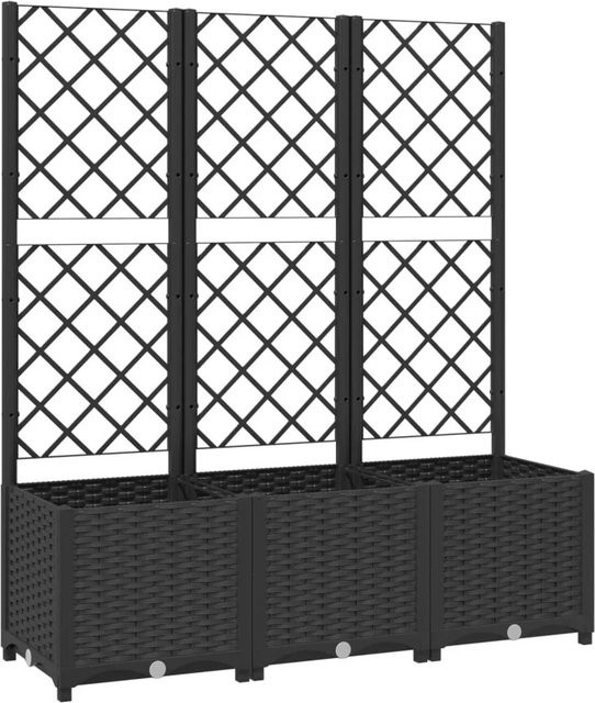 vidaXL Hochbeet Garten-Pflanzgefäß mit Spalier in Schwarz aus Polypropylen, B/T/H: 120 x 40 x 136 cm - Bild 1