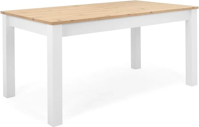 Homestyle4u Esstisch ausziehbar in skandinavischem Design, Weiß Natur, B/T/H: 160 x 90 x 75 cm - Bild 1